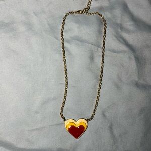 Gold and Red Heart Pendant Necklace